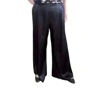 Johnny Was Women’s Pants 3X Black Shimmer Crinkle High Rise Wide Leg NWT $295